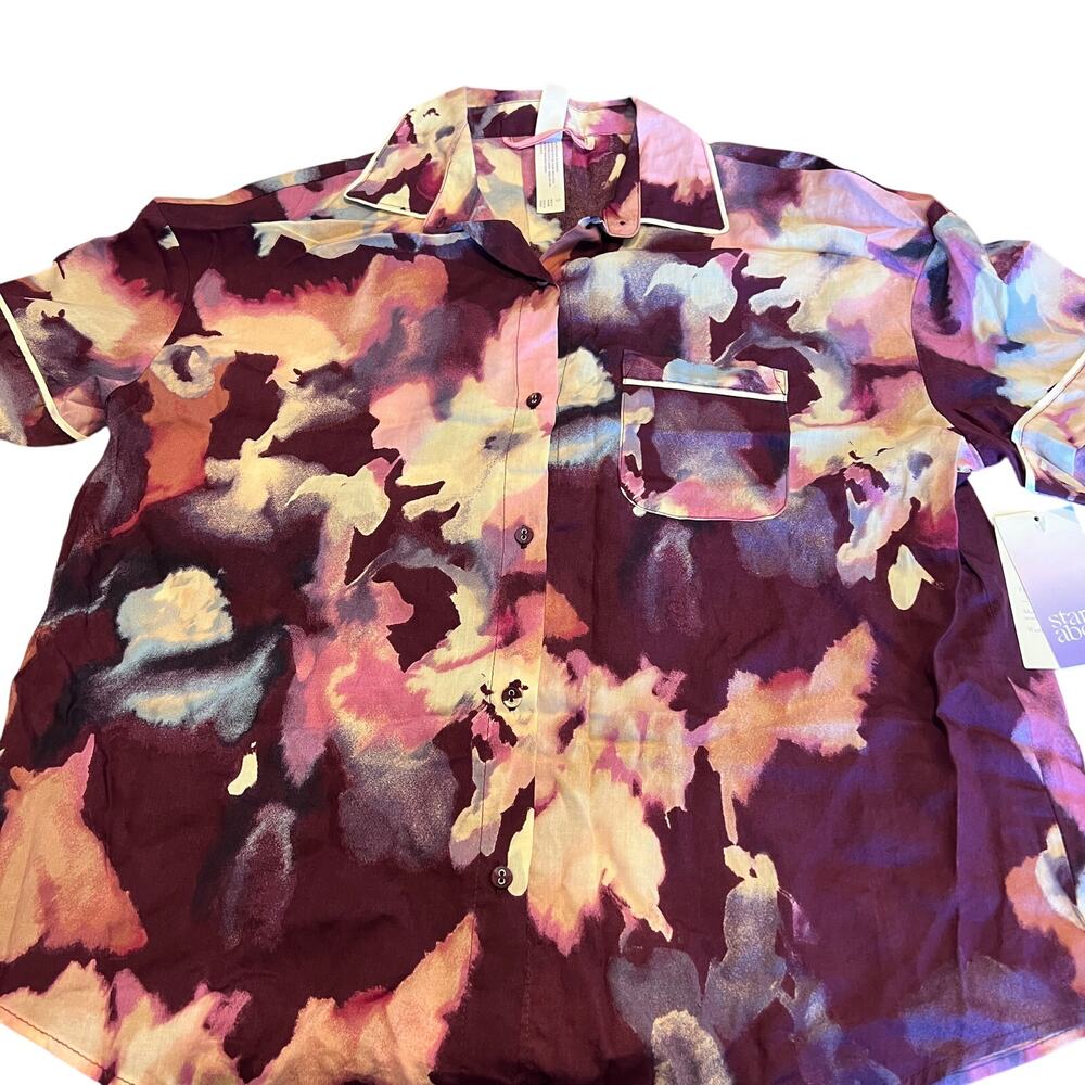 Stars Above Women's Purple Floral Print Simply Cool Sleep Shirt - Small - NWT